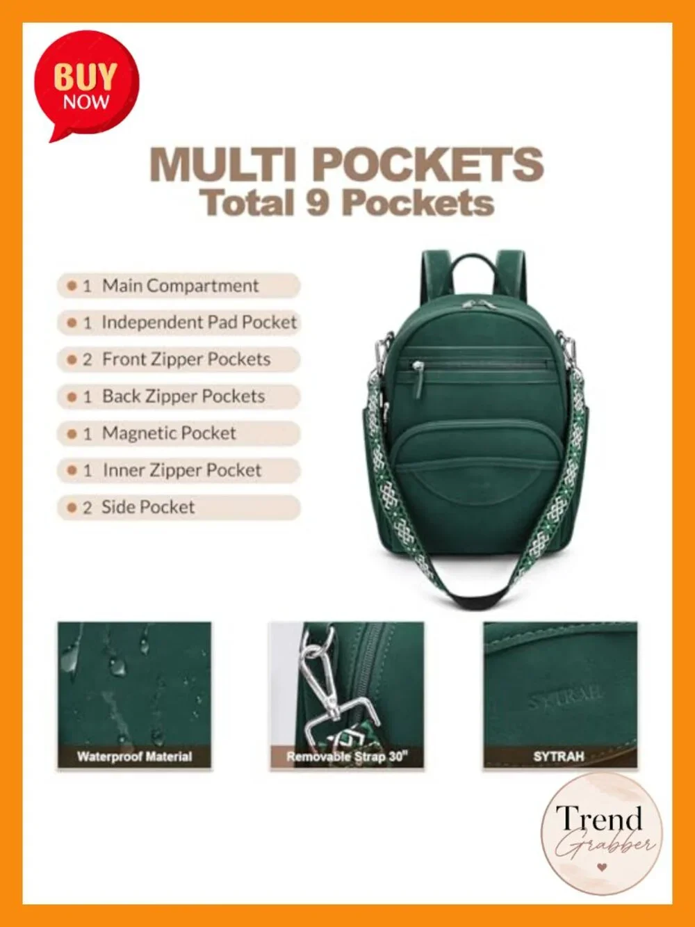 Faux Leather Mini Backpack Purse RFID Blocking Convertible Daypack